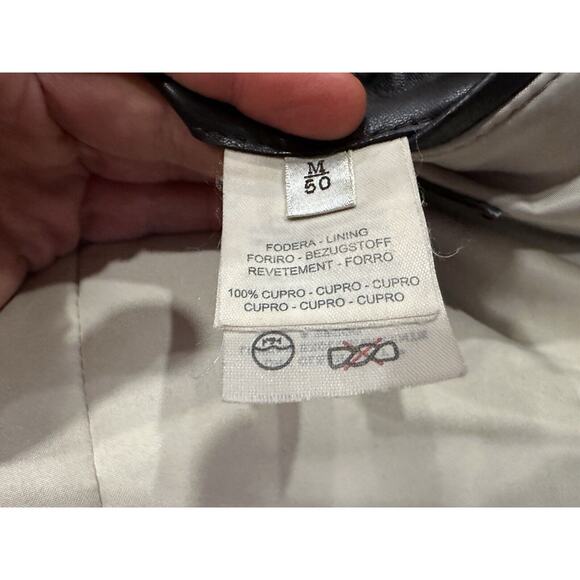 Longhi Men's Brown Coat Full Zip Coat Leather Trim EU 50 - Picture 8 of 11